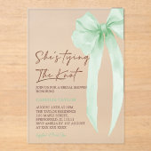 Green Bow Elegant Brautparty Acryleinladungen (Vorderseite)