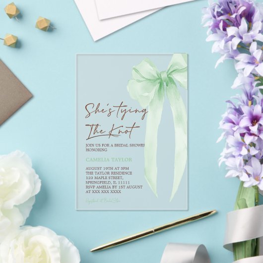 Green Bow Elegant Brautparty Acryleinladungen (In Situ (Hochzeit))