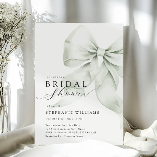 Green Bow Elegant Bridal Dusche Einladung