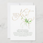 Green Bow Elegant Modern Minimalist Bridal Shower Einladung (Vorderseite)