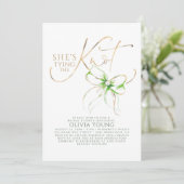 Green Bow Elegant Modern Minimalist Bridal Shower Einladung (Stehend Vorderseite)
