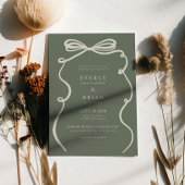Green Bow Frame Wedding Einladung