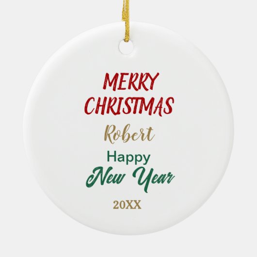 Green Bow Holly Wreath Bernese Mountain Dog Keramik Ornament (Hinten)