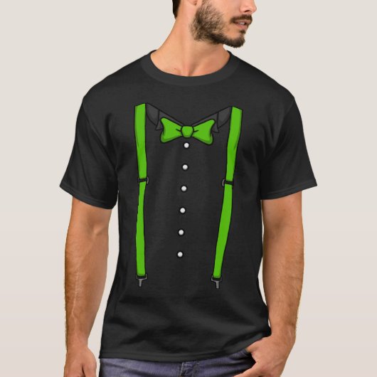 Green Bow Krawatte Suspenders Cummerbund Tuxedo Bo T-Shirt (Vorderseite)