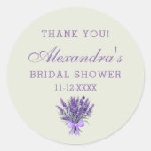 Green Bow Lavender Floral Brautparty Vielen Dank Runder Aufkleber (Vorderseite)