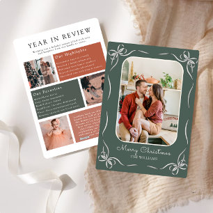 Green Bow Modern Year of Review Family Foto Feiertagskarte