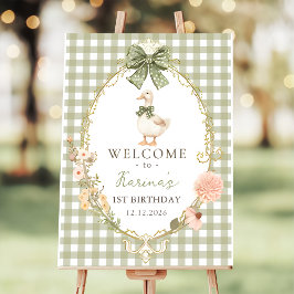 Green Bow One Silly Goose 1st Birthday Welcome