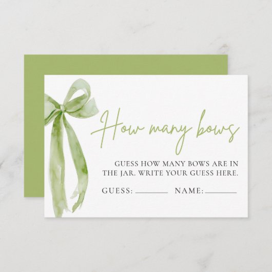 Green Bow schätzt, wie viele Bows Spiel Einladung (Vorne/Hinten)