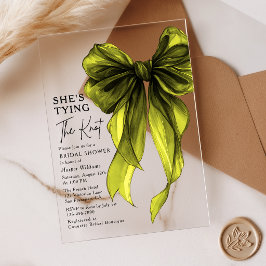 Green Bow She's Tying The Knot Bridal Shower Acryleinladungen
