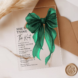 Green Bow She's Tying The Knot Bridal Shower Acryleinladungen