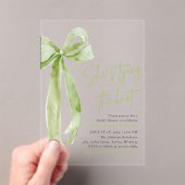 Green Bow Sie bindet das Brautparty des Knotens Acryleinladungen (Insitu (Handheld))