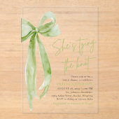 Green Bow Sie bindet das Brautparty des Knotens Acryleinladungen (Vorderseite)