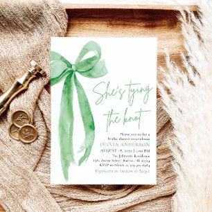 Green Bow Sie bindet das Brautparty des Knotens Einladung