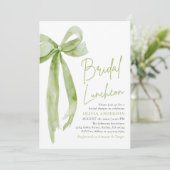 Green Bow Sie bindet das Knot Bridal Luncheon Einladung (Stehend Vorderseite)