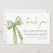 Green Bow Sie bindet den Knoten Dankeschön-Karte Einladung (Vorderseite)