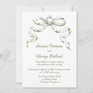 Green Bow Swag Wedding Einladung