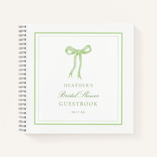 Green Bow The Knot Brautparty Guestbook Notizblock (Vorderseite)