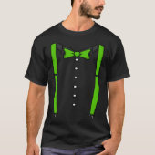 Green Bow Tie Suspenders Cummerbund Tuxedo Bow Tie T-Shirt (Vorderseite)