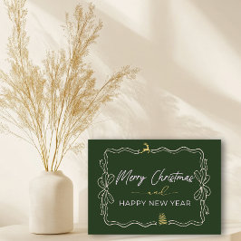 Green Bow & Trees Doodles - Faltkarte Karte