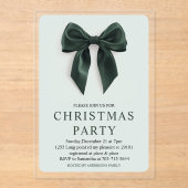 "Green Bow Weihnachts-Party | Eleganter Urlaub Acryleinladungen (Vorderseite)