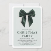 "Green Bow Weihnachts-Party | Eleganter Urlaub Einladung (Vorderseite)