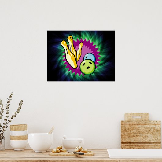 Green Bowling Ball; Buttone Poster (Küche)