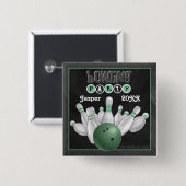 Green Bowling Party Button (Vorne & Hinten)