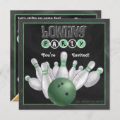 Green Bowling Party Einladung (Vorne/Hinten)