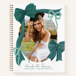 Green Bows Photo Graduation Guest Book Notizblock