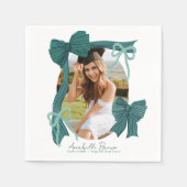 Green Bows Photo Graduation Serviette (Vorderseite)