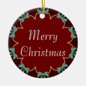 Green Bows Red Circles Custom Keramikornament (Vorne)