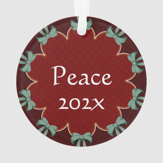 Green Bows Red Circles Custom Ornament (Rückseite)