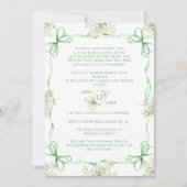 Green Bows Ribbons & Greenery Frame Baby Dusche Einladung (Vorderseite)