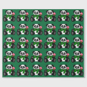 Green Bowtie Panda Geschenkpapier (Flach)