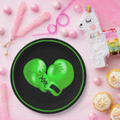 Green Boxing Gloves Design Paper Party Plate Pappteller (Party)