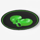 Green Boxing Gloves Design Paper Party Plate Pappteller (Schrägansicht)