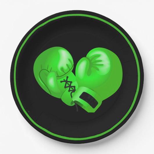 Green Boxing Gloves Design Paper Party Plate Pappteller (Vorderseite)