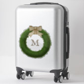 Green Boxwood Kranz mit Bow Custom Monogram Aufkleber (Koffer)