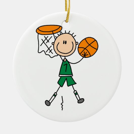 Green Boy Basketball T - Shirt und Geschenke Keramikornament (Vorne)