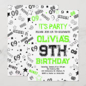 Green Boy Number Nine Birthday Party Einladung (Vorne/Hinten)