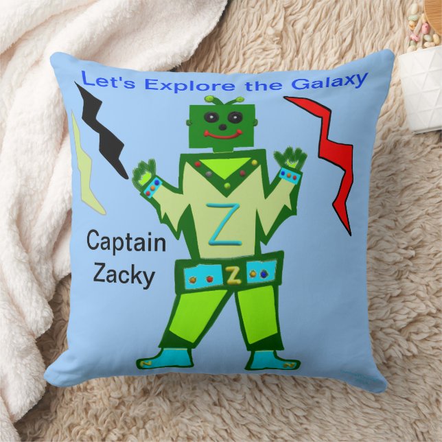 Green Boy Robot Captain Zacky Galaxy Explorer Kissen (Decke)