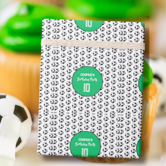 Green Boy Soccer Birthday Party Geschenkpapier