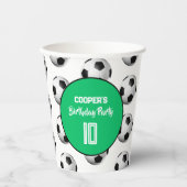 Green Boy Soccer Birthday Party Pappbecher (Vorderseite)