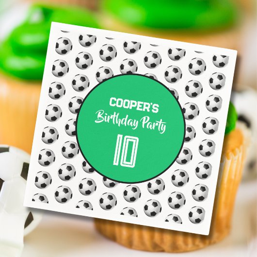 Green Boy Soccer Birthday Party Serviette