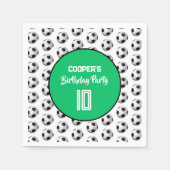 Green Boy Soccer Birthday Party Serviette (Vorderseite)