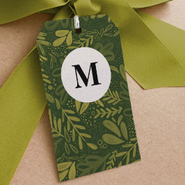 Green Bramble | Festive Botanische Monogramm Geschenkanhänger