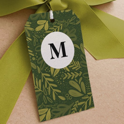 Green Bramble | Festive Botanische Monogramm Geschenkanhänger