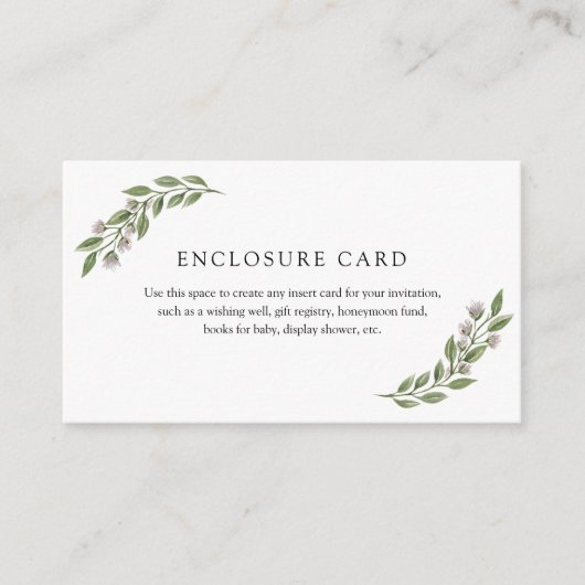 Green Branch and Lavender Enclosure Card Begleitkarte (Vorderseite)