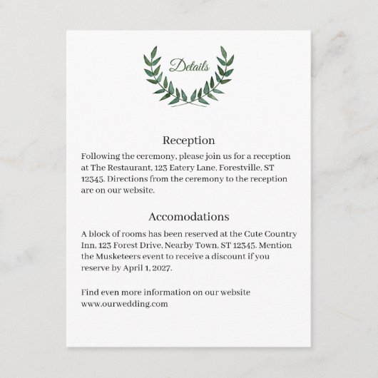 Green Branches Detail Card Begleitkarte (Vorderseite)