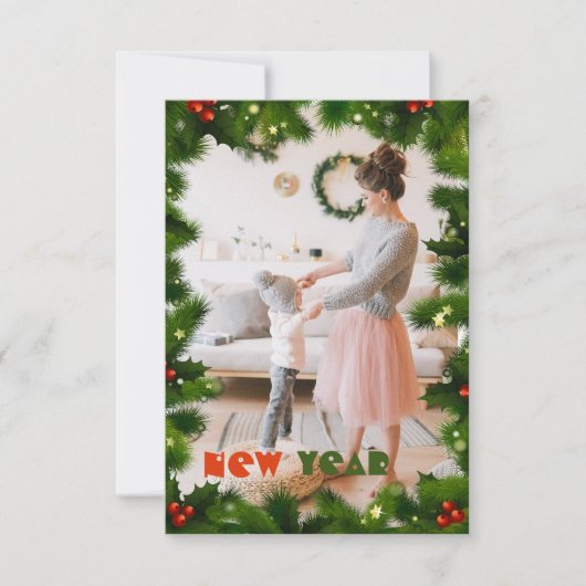 Green Branches ein Foto Weihnachtskarte (Vorderseite)